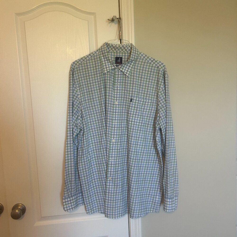 Johnnie-O Prep-Formance Button Down Blue, Green, and White Checkered
